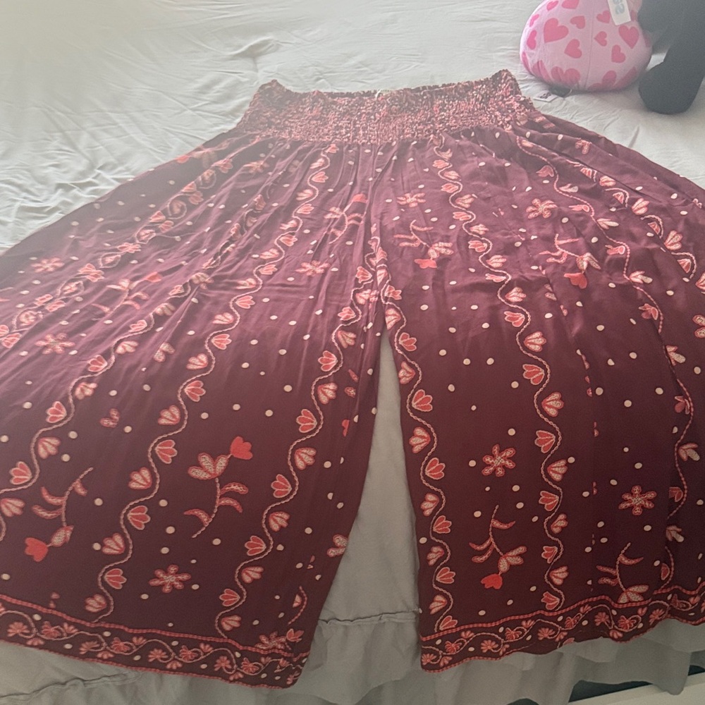 EARTHBOUND Maroon and Pink Patterned Skirt